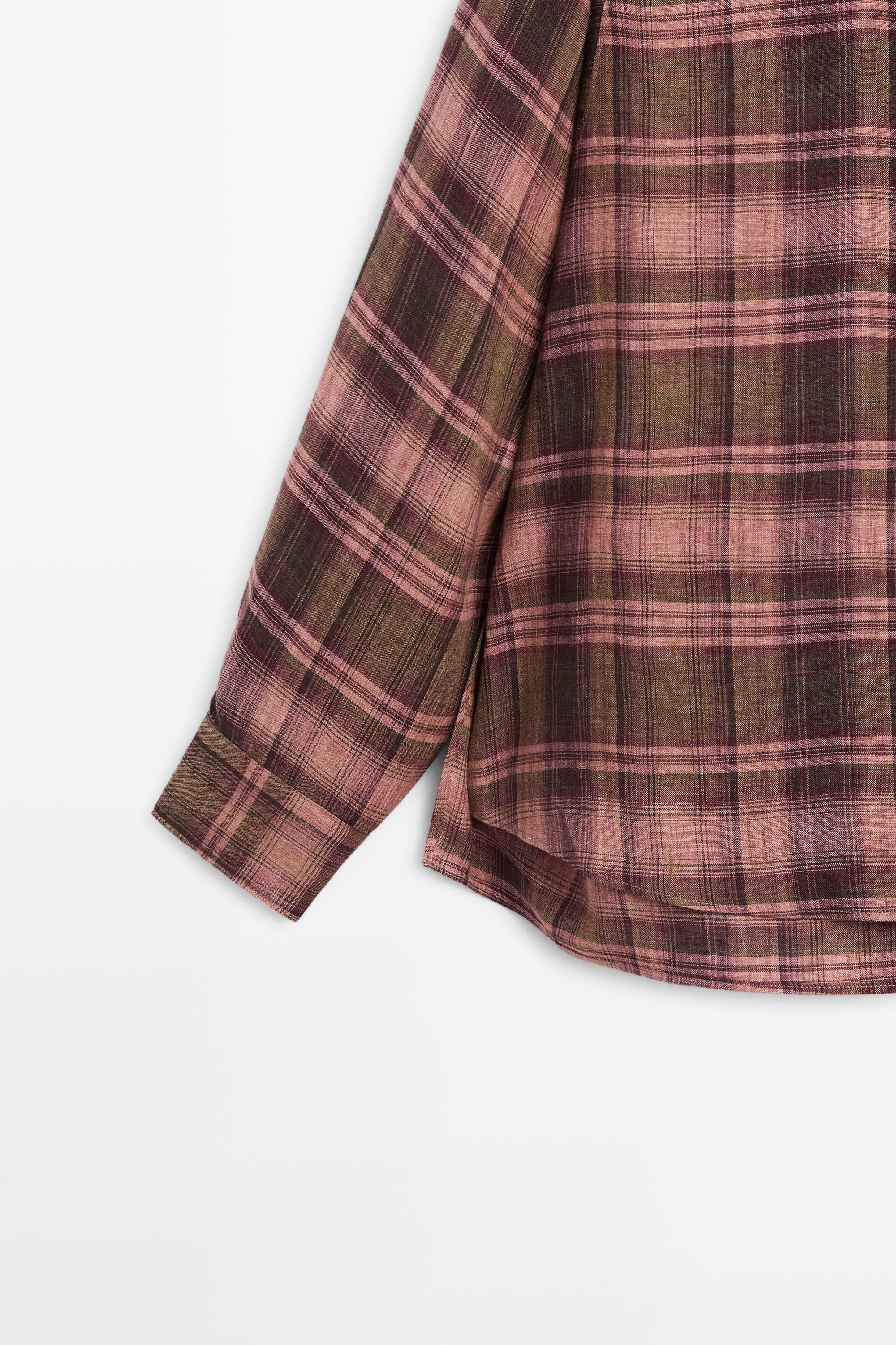 Flowing 100% linen check shirt