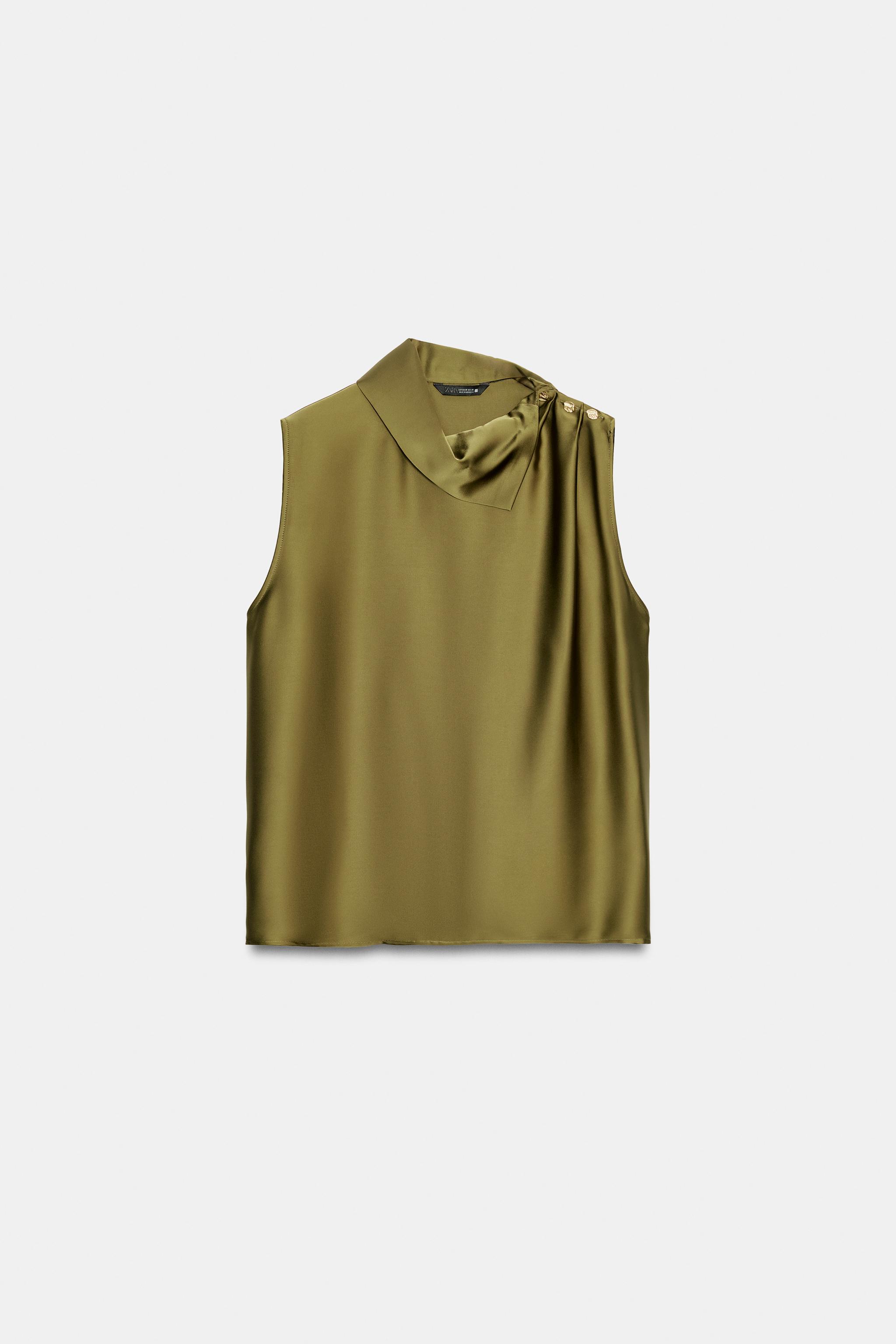 TOP SATINÉ BOUTONS ÉPAULE