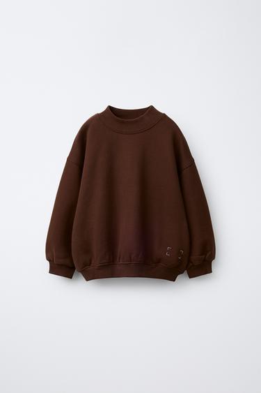SUDADERA LISA CUELLO PERKINS - Marrón oscuro de Zara