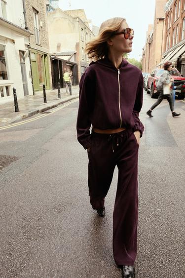 ქურთუკი ბომბერი კაპიუშონით - Zara-ს Burgundy