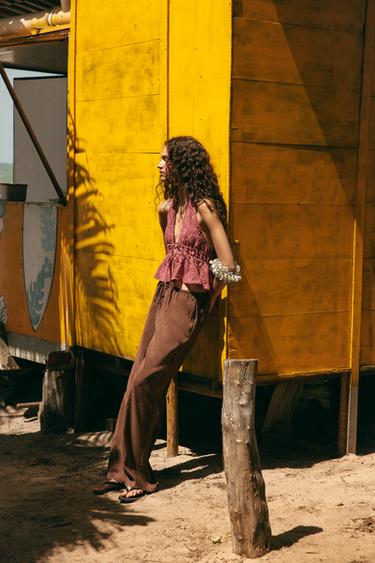 PANTALÓN FLUIDO - Marrón chocolate de Zara
