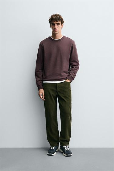 Zara BASIC CREWNECK SWEATSHIRT - Reddish - Image 0