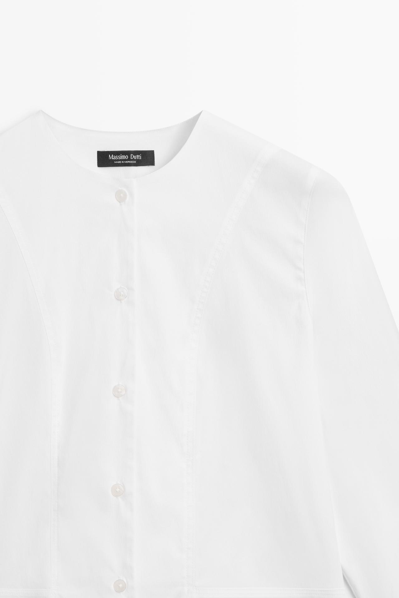 Poplin shirt with collar detail — White