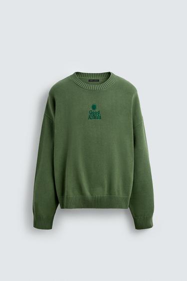 PRINTED BOXY FIT SWEATER - Green by Zara - Image 0