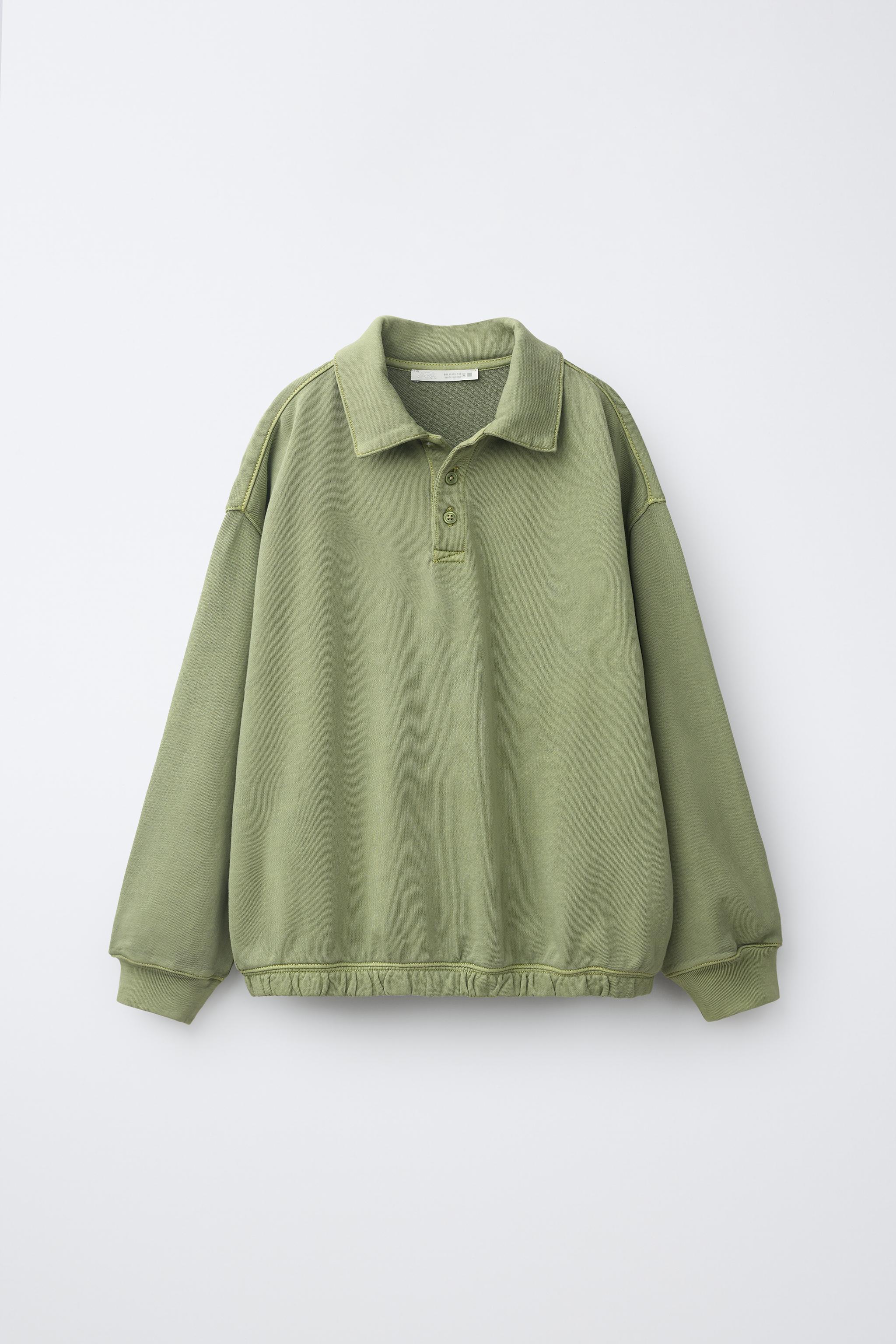 GARMENT-DYED POLO SWEATSHIRT AND JOGGER SET