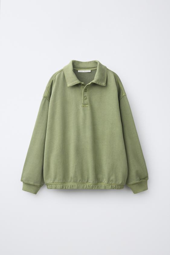 ENSEMBLE SWEAT POLO ET PANTALON DE JOGGING GARMENT DYE - Vert de Zara - Image 1