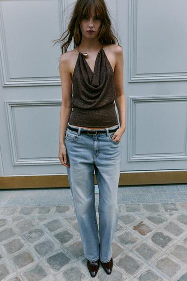 METALLIC CHOKER TOP — Brown 2