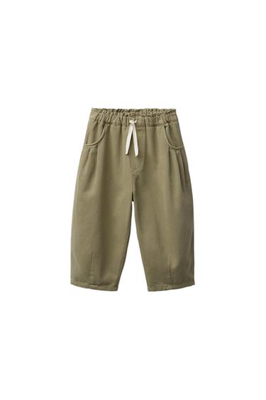 PANTALÓN BAGGY LISO - verde lavado de Zara