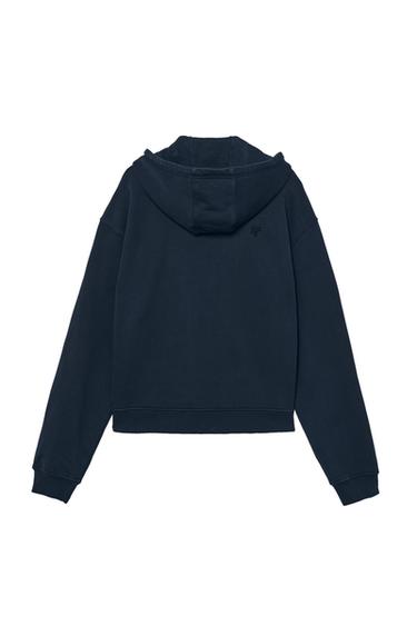 CROPPED FIT HOODIE WITH ZIP - Navy blue by Zara - Image 3