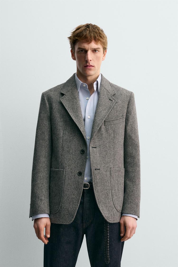 ZARA 100% WOOL TEXTURED BLAZER AARON LEVINE X ZARA