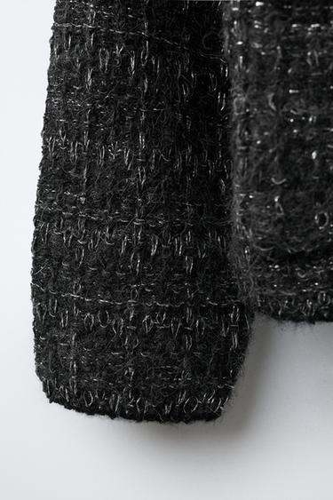 CARDIGAN WITH SHIMMER AND VELVET BOWS - Anthracite Grey by Zara - Image 3