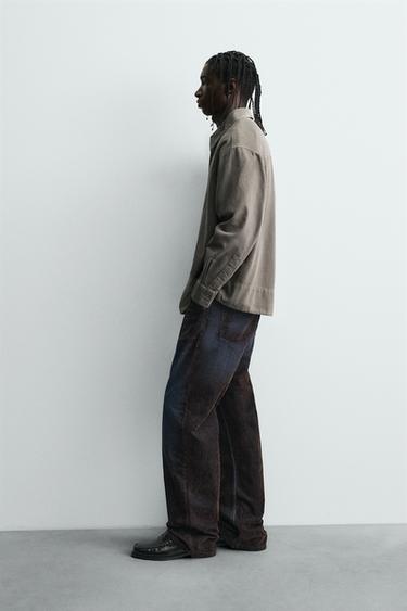 WASHED DENIM SHIRT - Taupe grey by Zara - Image 3