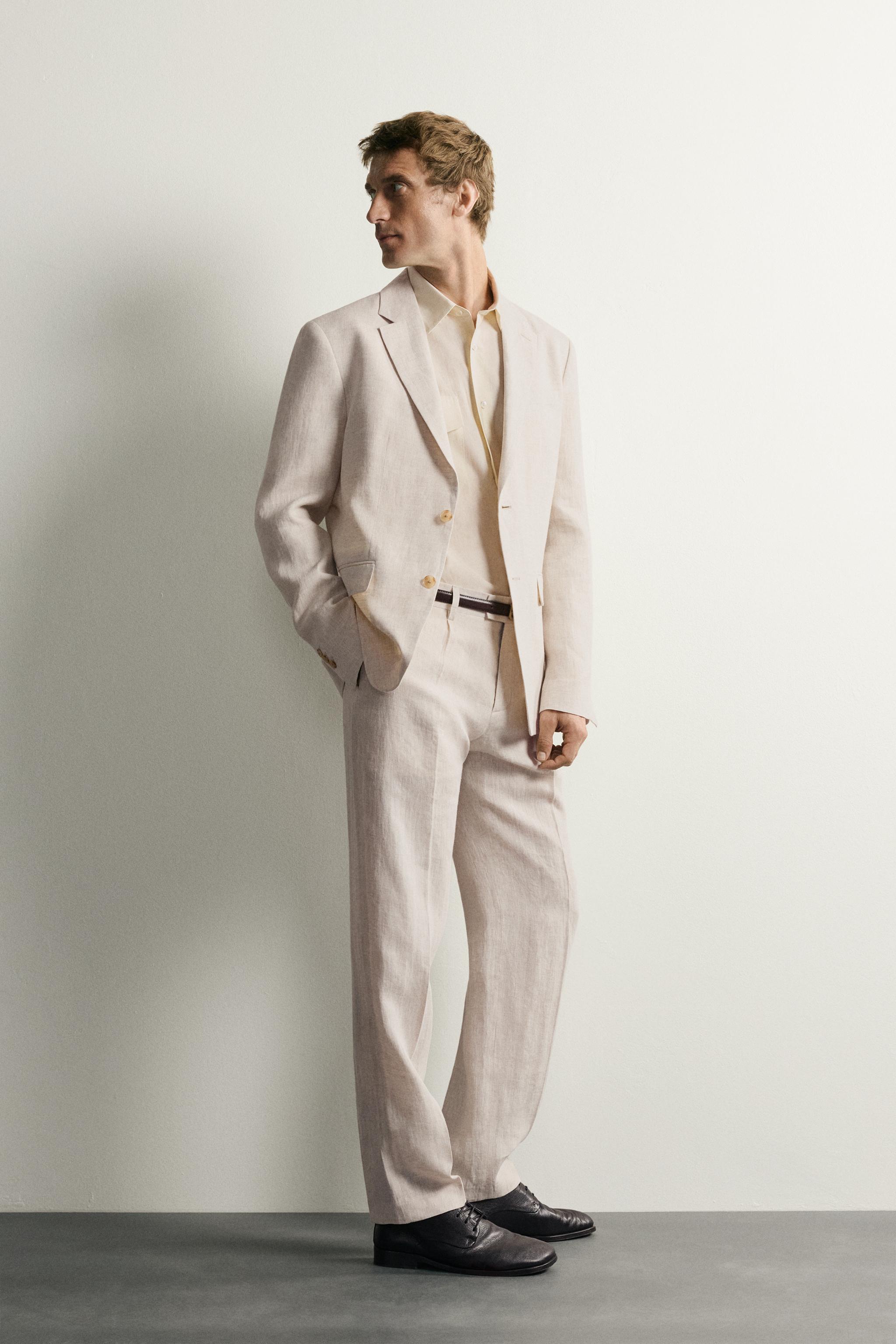 Мужские пиджаки Zara 100% LINEN SUIT BLAZER — фото 4