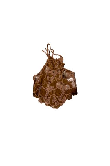 TOP SCOLLO AMERICANA SCAMOSCIATO EFFETTO CAMOSCIO C CROCHET