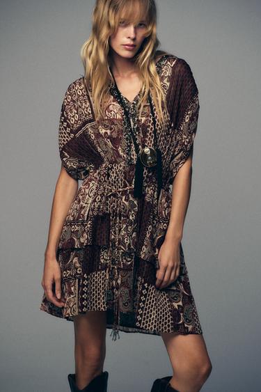 VESTIT DE GRANADURES ESTAMPAT AMB FIL METAL·LITZAT - Multicolor de Zara