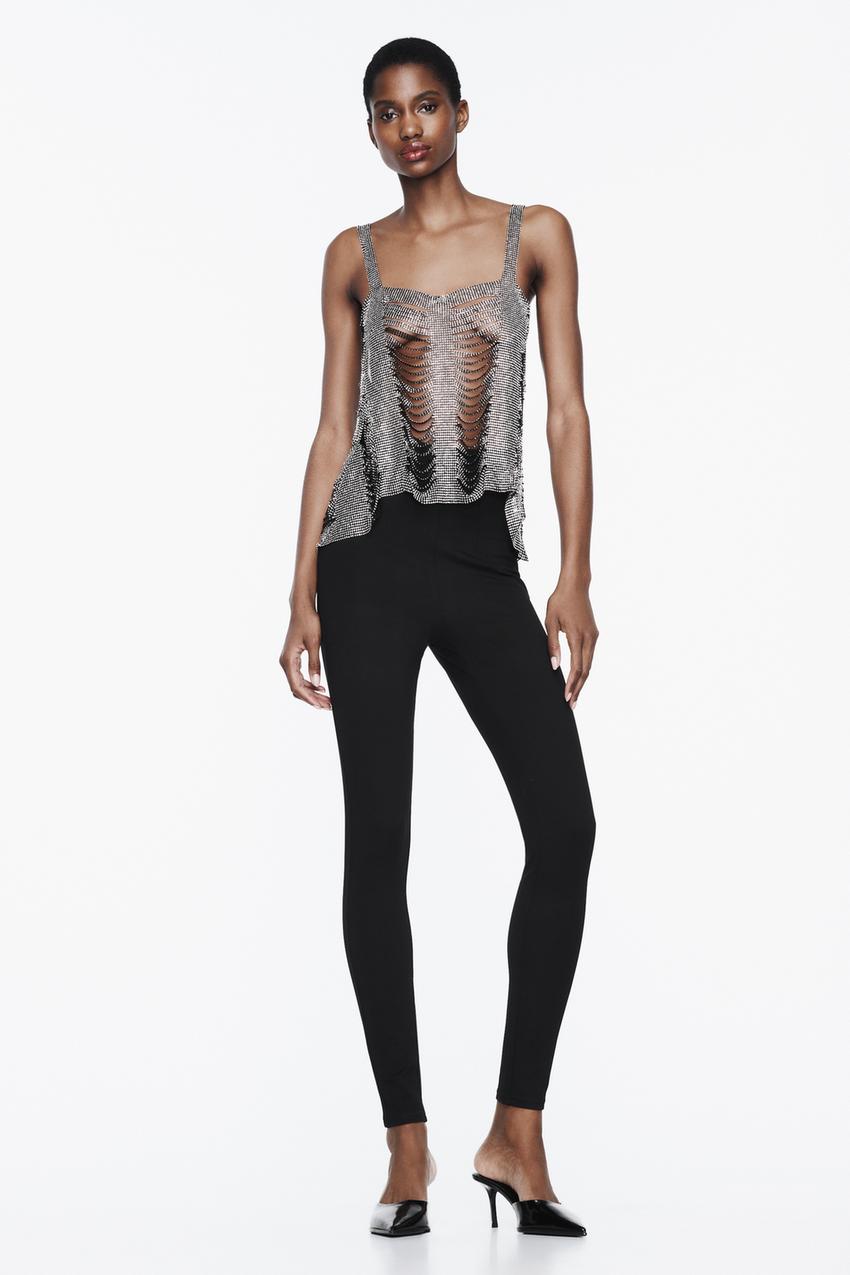 Zara, Pants & Jumpsuits, Zara High Waist Faux Leather Leggings Zip Hem  Size Medium