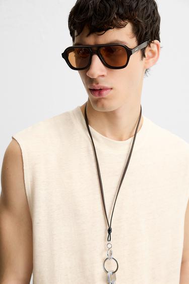 100% LINEN TANK T-SHIRT - Ecru by Zara - Image 5