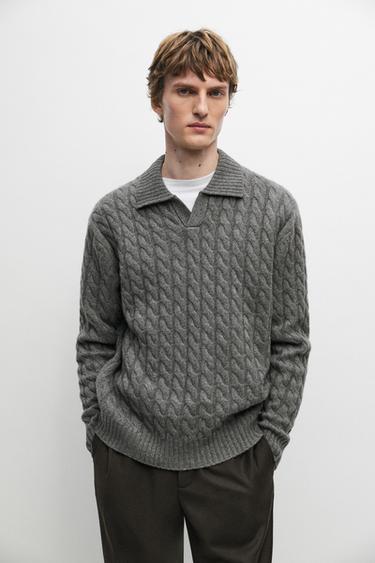 Cable-knit cashmere polo sweater — Anthracite grey 2