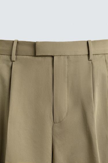 WIDE-LEG PLEATED TROUSERS - Beige by Zara - Image 8