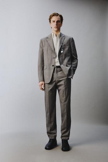 CHECK SUIT TROUSERS - Brown by Zara