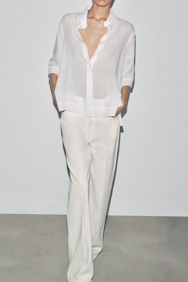 CHEMISE AVEC RAMIE ZW COLLECTION - Blanc de Zara - Image 4
