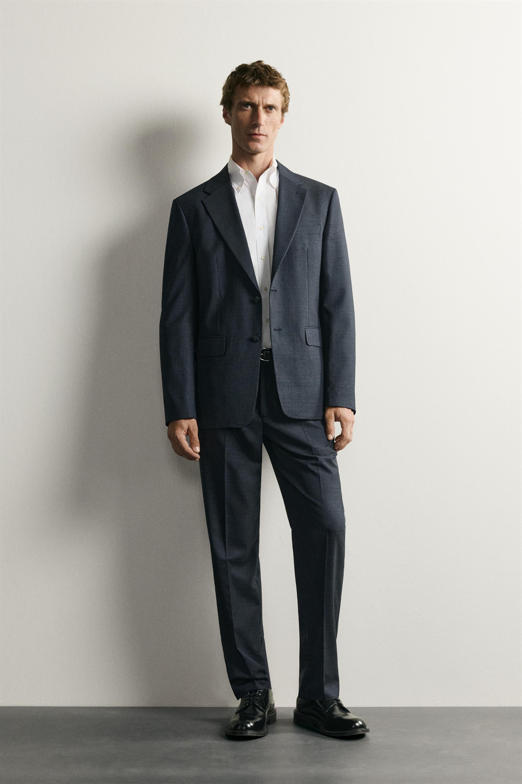 CHECKED REGULAR FIT SUIT TROUSERS