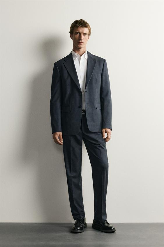 CHECK REGULAR FIT SUIT TROUSERS - Blue de Zara - Imagen 0