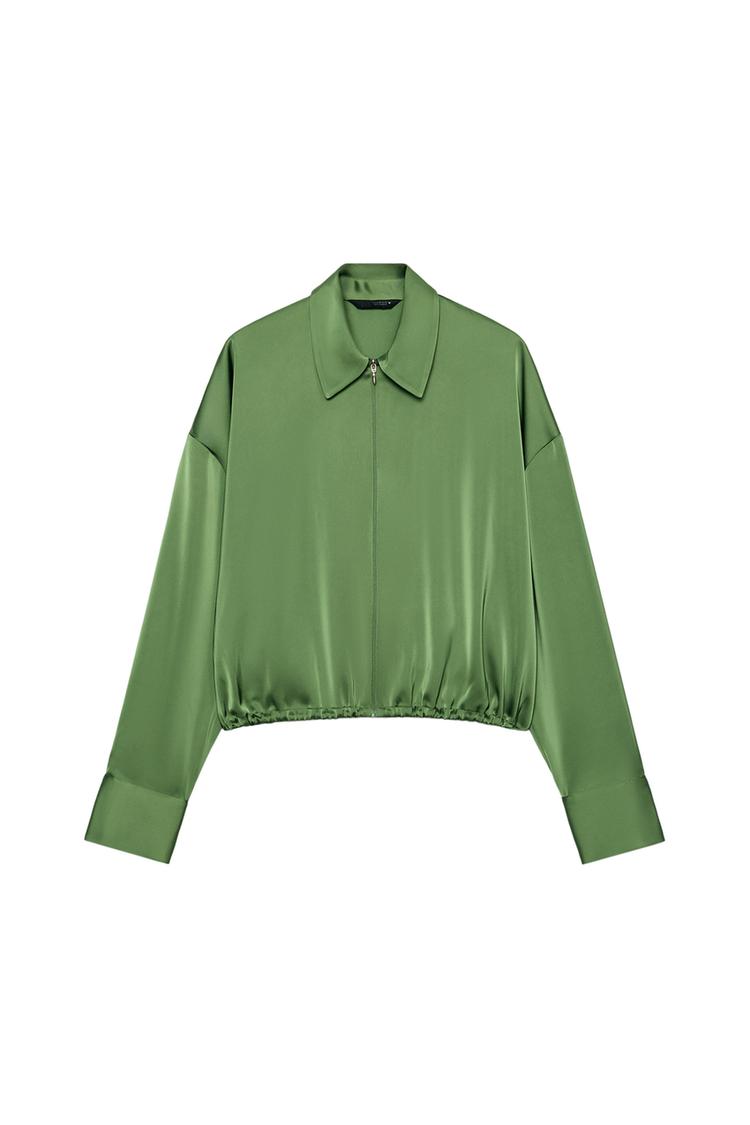 SATIN ZIP-UP SHIRT