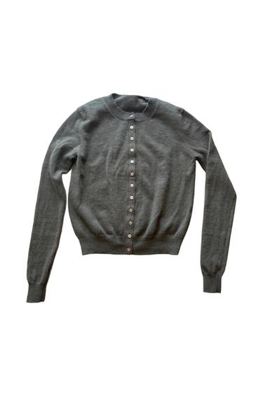CARDIGAN GRIGIO/VERDE IN CASHMERE