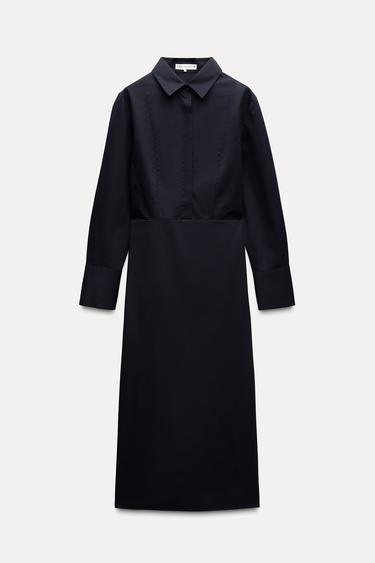 ZW COLLECTION POPLIN SHIRT DRESS - Navy blue by Zara