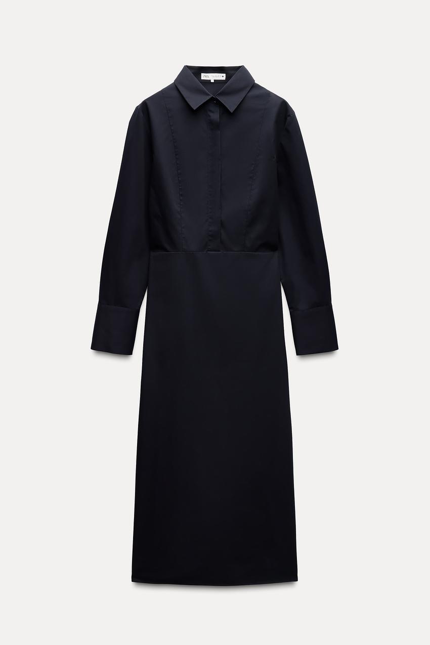 ZW COLLECTION ポプリン シャツワンピース - ネイビーブルー | ZARA 
