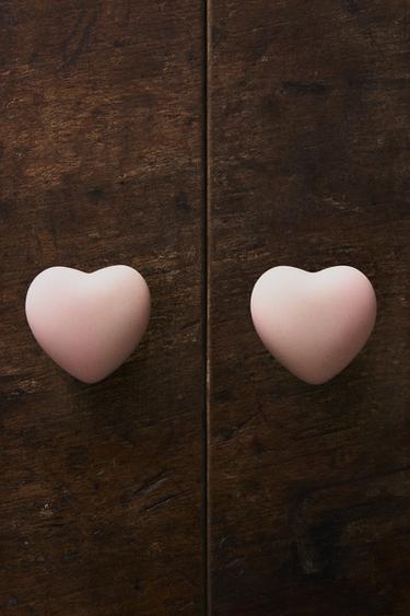 PACK OF CHILDREN'S HEART DOOR KNOBS (PACK OF 2) - Pastel pink by Zara