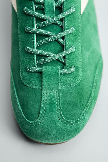 Zara LEATHER SNEAKERS - Green