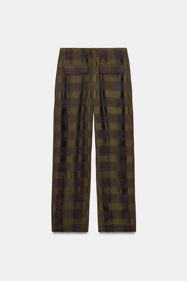 PANTALÓN FLUIDO CUADROS ZW COLLECTION - Khaki oscuro de Zara