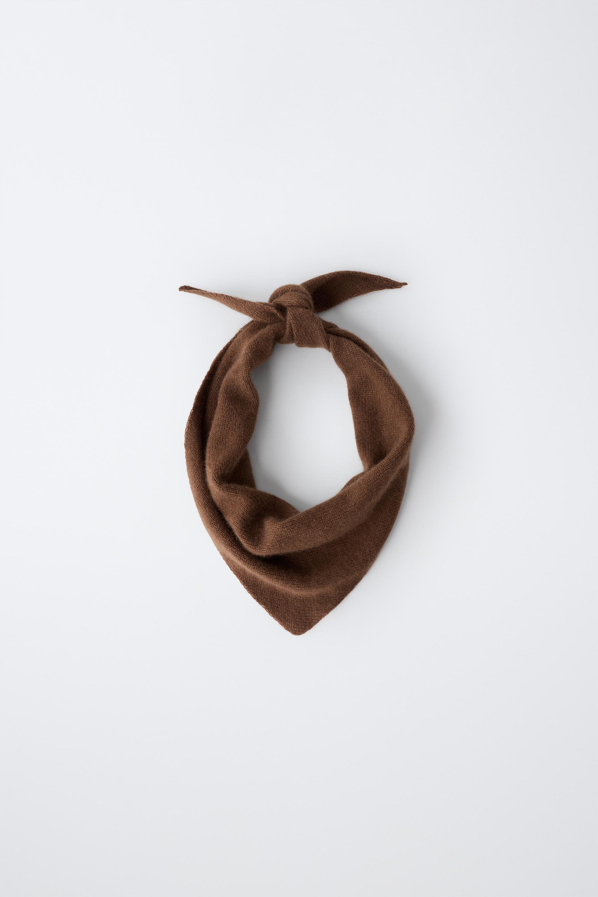 STRIPED 100% CASHMERE SCARF — Brown