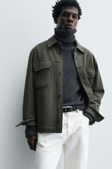 SURCHEMISE STRUCTURÉE CONFORT - Vert foncé de Zara - Image 4