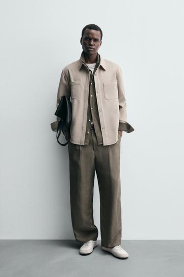 KOMFORT-OVERSHIRT MIT STRUKTURMUSTER - Sandfarben von Zara