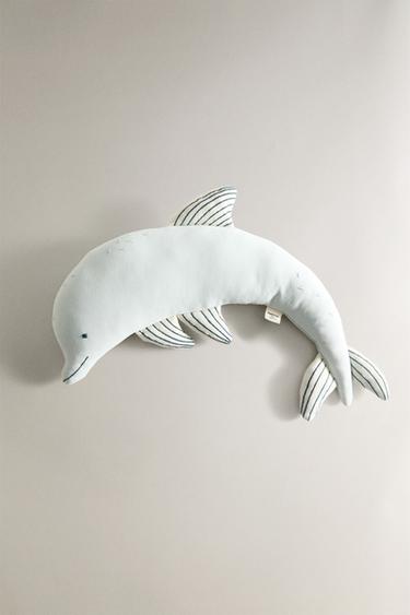 CHILDREN'S COTTON DOLPHIN CUSHION - Multicoloured by Zara