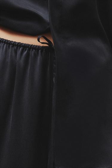 PANTALON EN SOIE - Bleu de Zara - Image 4