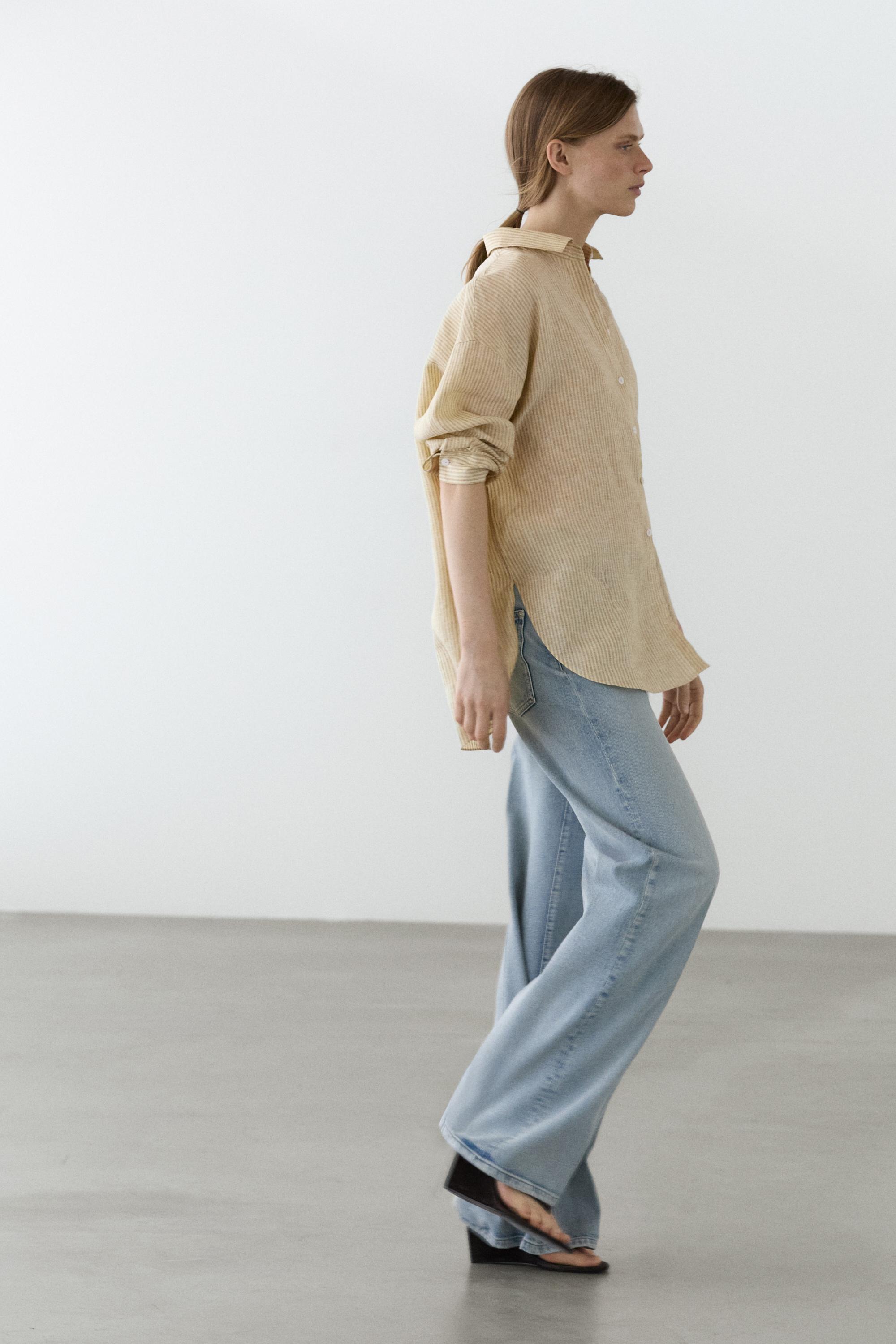 100% linen striped shirt
