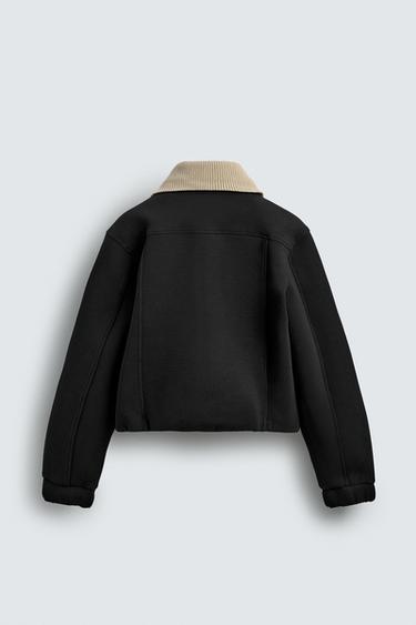 BLOUSON TECHNIQUE COL EN CONTRASTE - Noir de Zara - Image 8