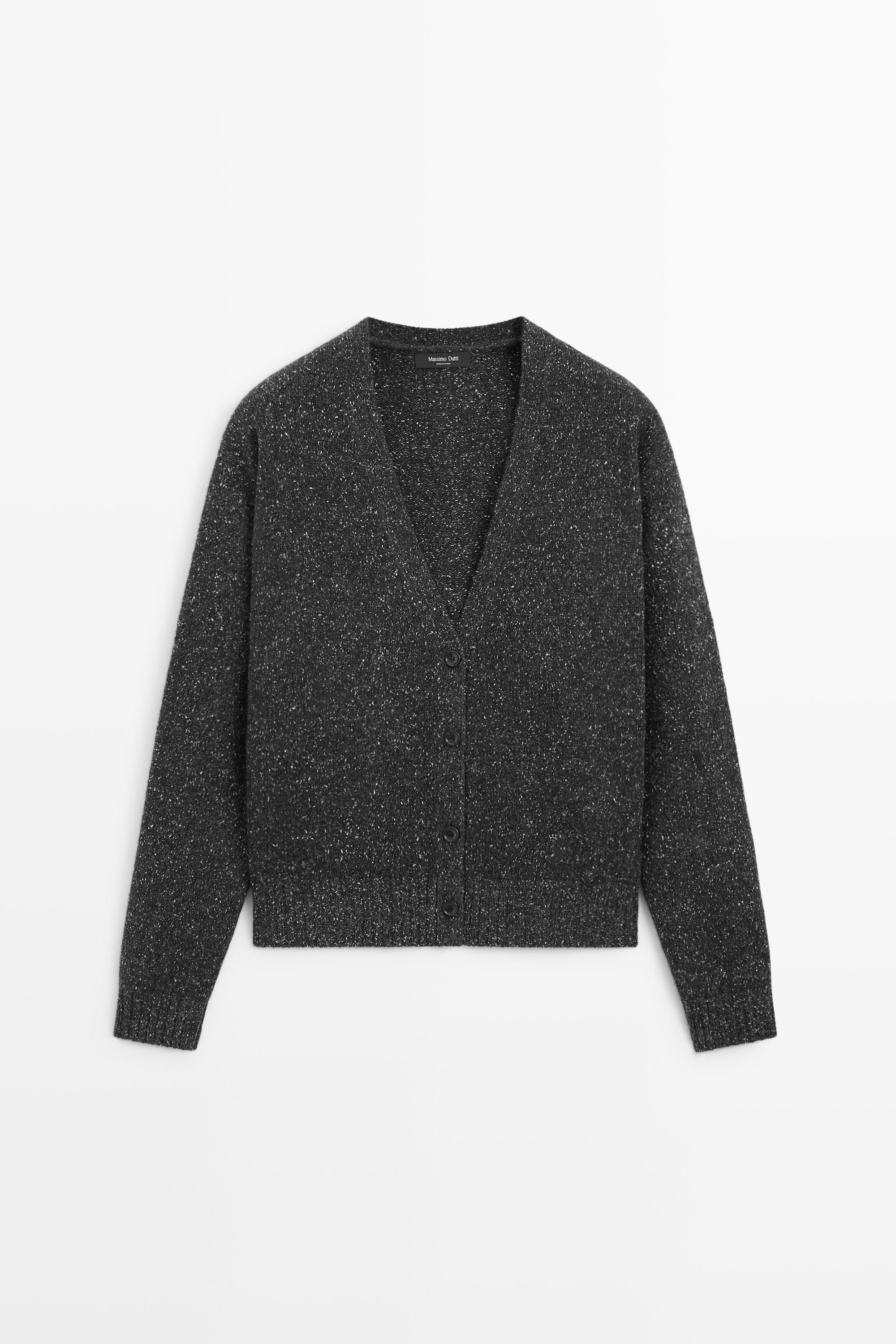 Cardigan en maille chinée laine et cachemire