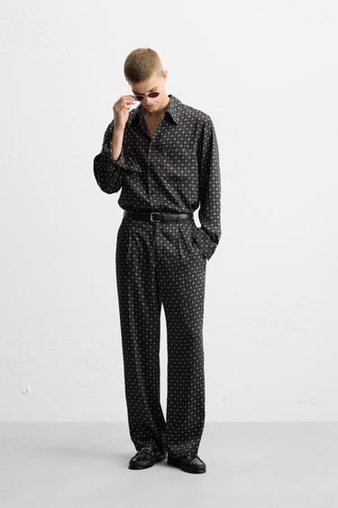 Zara LIMITED EDITION GEOMETRIC PRINT PANTS - Navy blue - Image 0