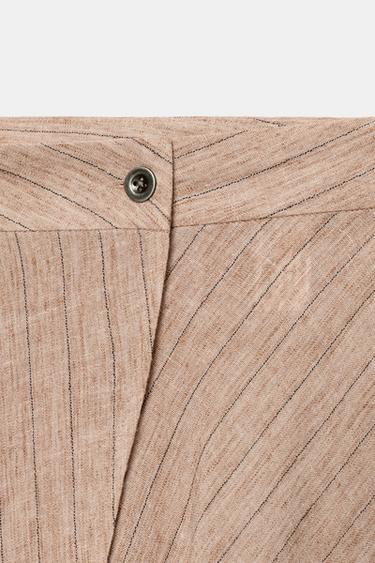 JUPE ASYMÉTRIQUE À RAYURES - Marron clair de Zara - Image 7