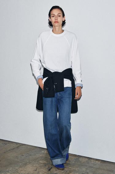 CAMISETA OVERSIZE MANGA LARGA - Blanco de Zara