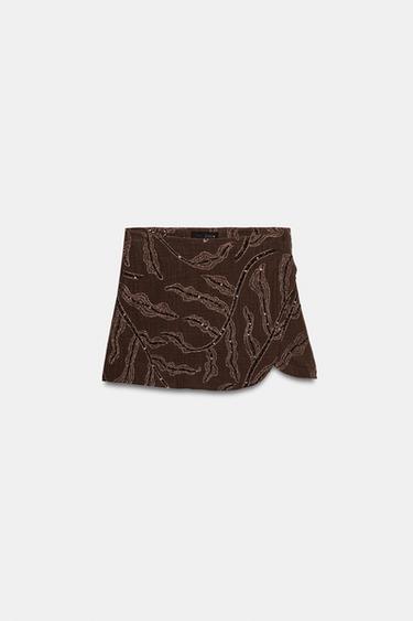 JUPE-PANTALON CROISÉE À PAILLETTES - Marron de Zara - Image 5