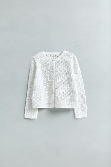 GILET EN MAILLE AJOURÉE - Écru clair de Zara - Image 4