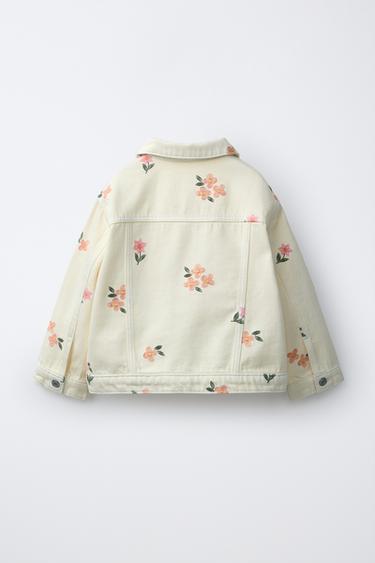 BLOUSON EN SERGÉ À FLEURS BRODÉES - Écru de Zara - Image 1