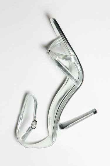 METALLIC HIGH-HEEL SANDALS - Silver by Zara