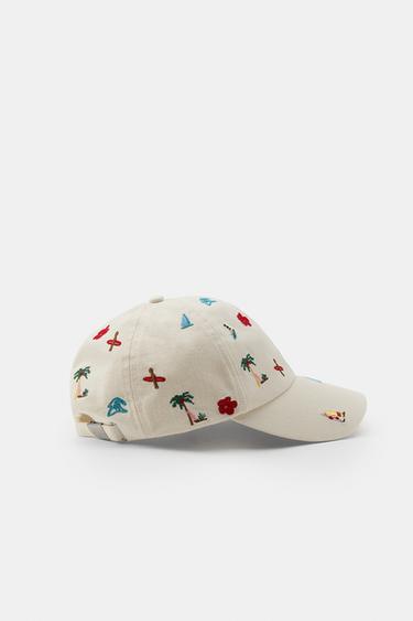 100% COTTON EMBROIDERED SUMMER CAP - Ecru by Zara - Image 3
